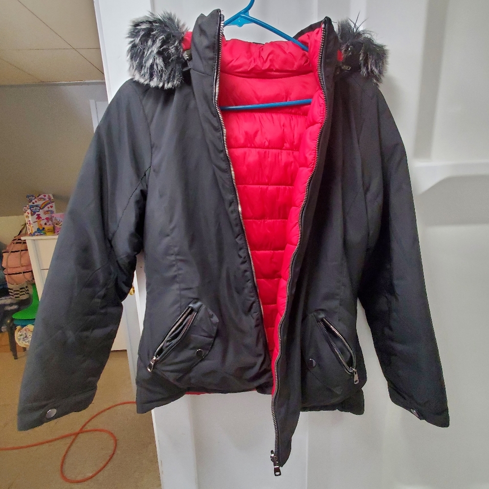 Snobbish faux fur coat. Black and red *REVERSIBLE* barely used